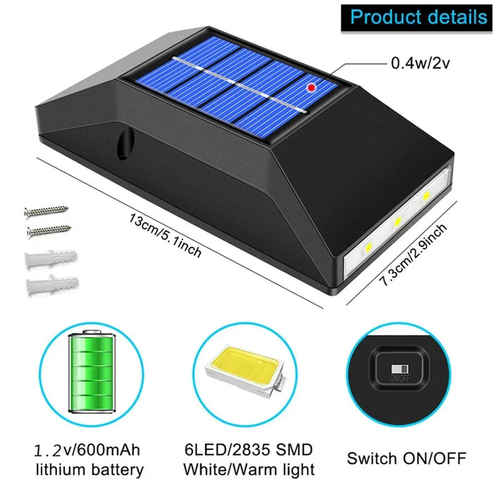 Solar Wall Lamp Outdoor Waterproof Solar Powered Wall Light UP and Down Illuminate Solar Spotlight For Balcony Yard Garden Decor