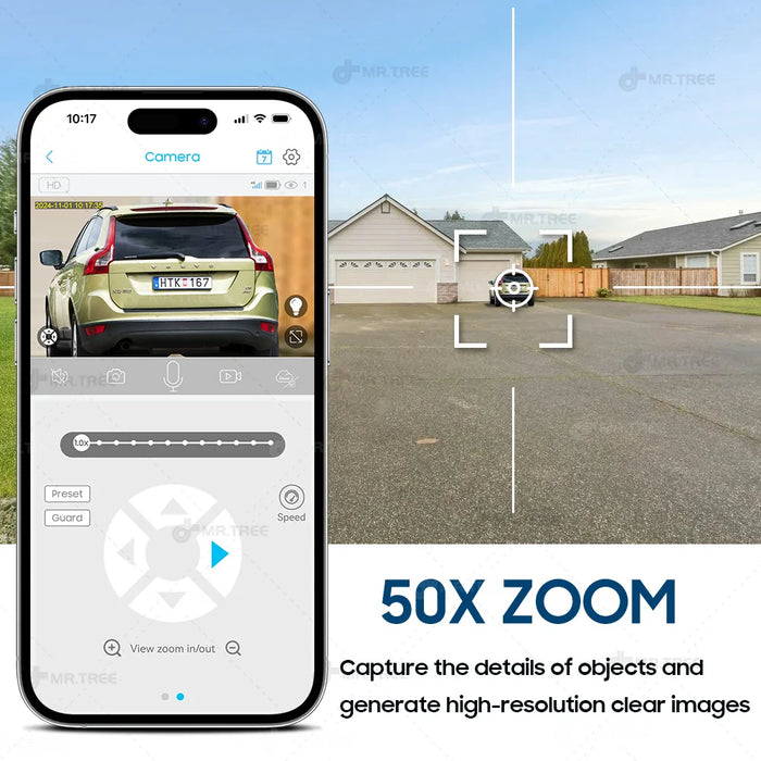 Home Outdoor Surveillance Solar Camera 4G SIM 50X Optical Zoom 4K Wifi Security Protection Cam Human Detection CCTV IP Cameras