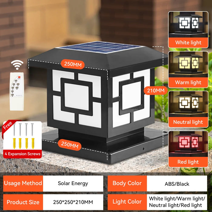 Outdoor Solar Pillar Lamp Garden Decor Sunlight Wall Lamp Street Landscape Lighting Pathway Gate Remote Control LED Solar Lights