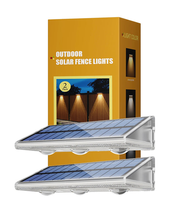 High Bright Solar Fence Lights IP66 Waterproof 3 Modes LED Wall Lamp with Rainbow Decor Auto ON OFF Solar Fence Post Light