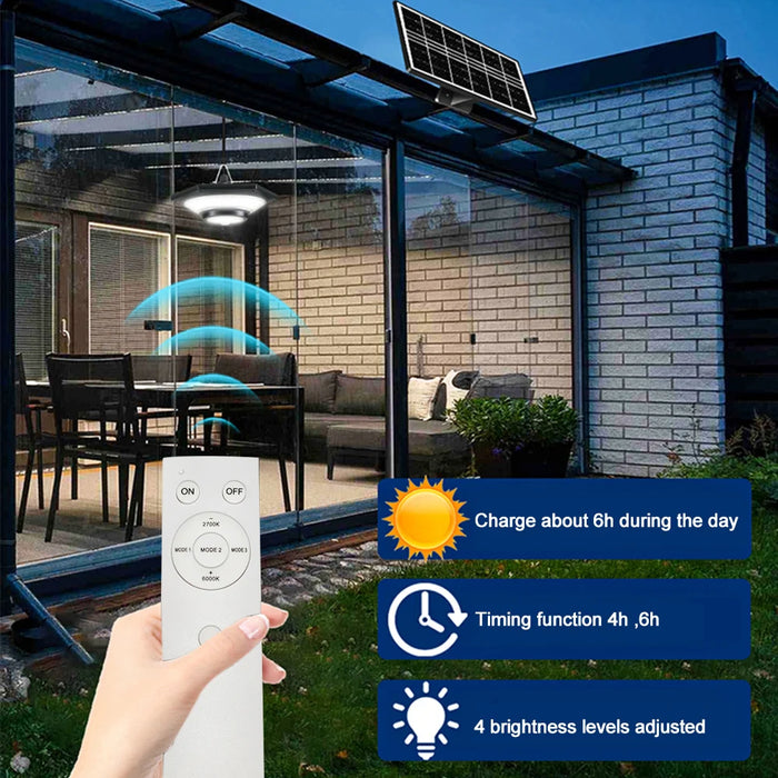 Solar Lights Indoor Outdoor Solar Pendant Light 180/228 LED Shed Lamp Motion Sensor with Remote IP65 Waterproof Barn Gazebo Yard