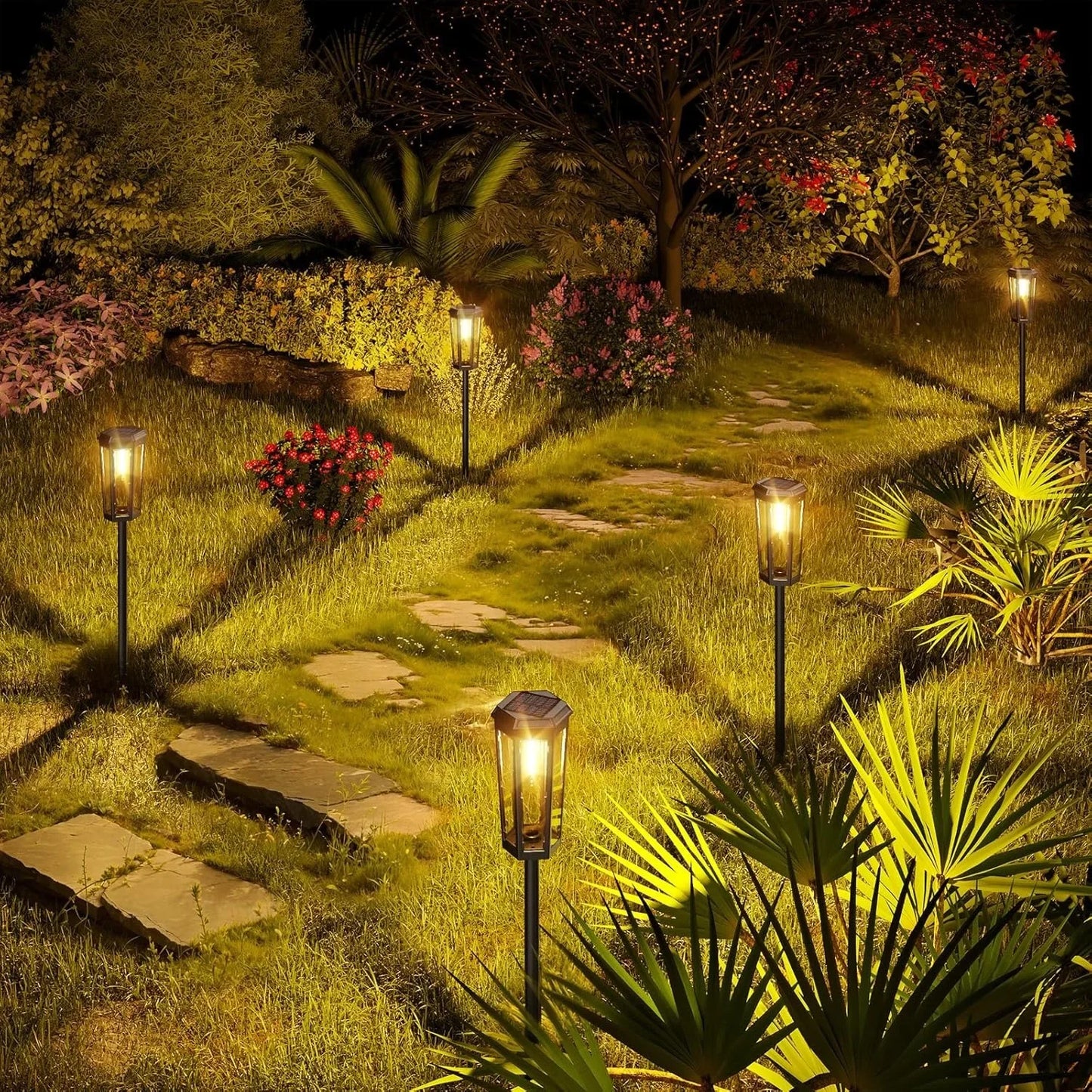 1/4/6 Pack Solar Pathway Lights Outdoor Solar Lights IP65 Waterproof Garden Lights Solar Lamp Outdoor Landscape Lamps for Lawn