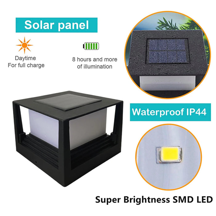 LED Solar Pillar Light Waterproof Solar Lights Outdoor Column Patio Fence Light Garden Sunlight for Courtyard Pathway Decor Lamp