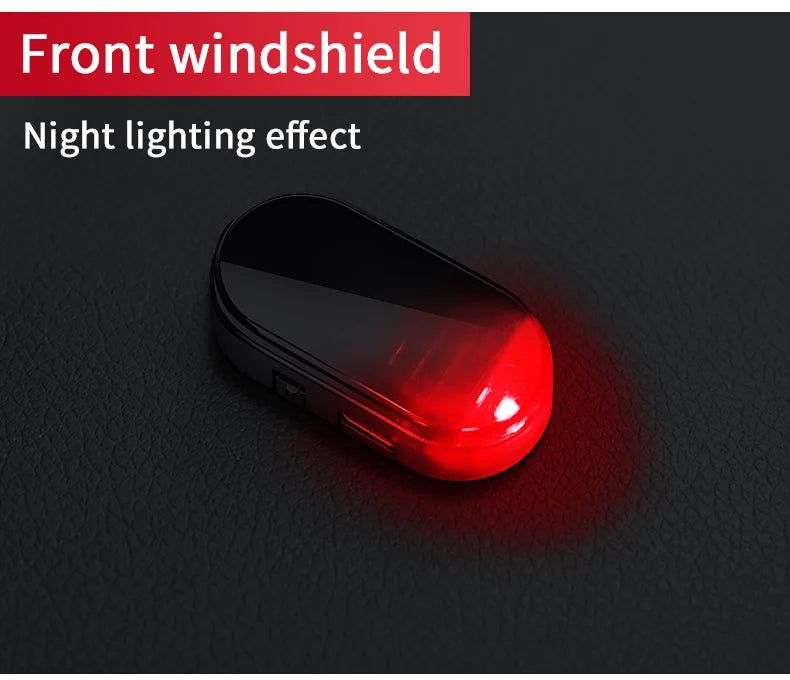 2PCS Solar Powered Car Fake Security Light Blue/Red Simulated Wireless Warning Lights Anti-Theft Alarm Flashing Signal Lamp