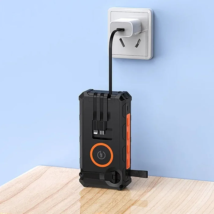 Portable Hand Crank Solar Power Bank With Light 20000mAh Large Capacity Fast Charging Mobile Power Supply Charger Station