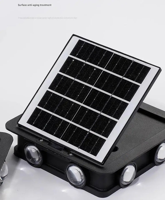 Solar Outdoor Ambient Wall Lamp Four Sided Lighting for Courtyard Garden Porch Front Door Staircase Waterproof Solar Fence Light
