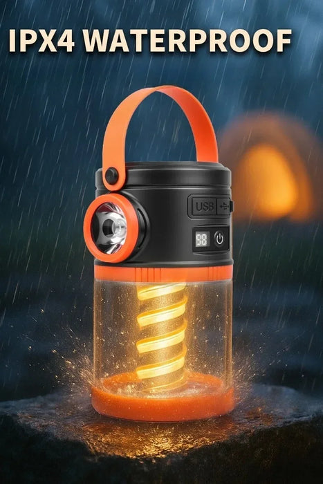Solar Powered Camping Lamp Portable Flashlight Double Light Emergency Lights USB Charge Waterproof for Outdoor Hiking Tent