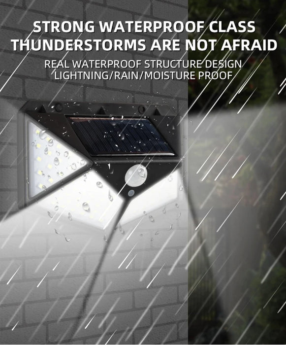 100 LED Solar Lights Outdoor Wall Lamp 3 Modes 270° Lighting Angle IP65 Waterproof Motion Sensor Security Lights Wireless Lights