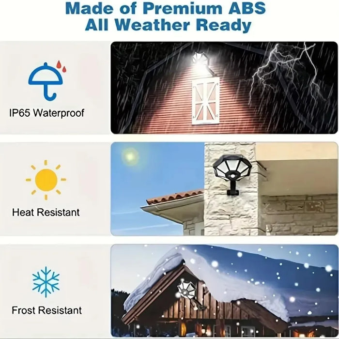 Outdoor Solar Flood Light 168LED Motion Sensor IP65 Waterproof Octagonal Design Dusk to Dawn 360° Adjustable Parking Lot Lights