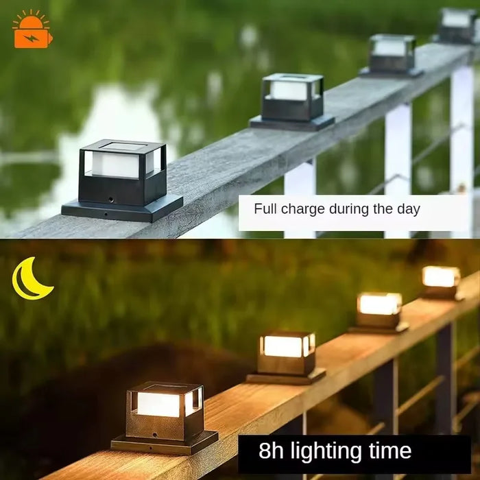 LED Solar Pillar Light Waterproof Solar Lights Outdoor Column Patio Fence Light Garden Sunlight for Courtyard Pathway Decor Lamp