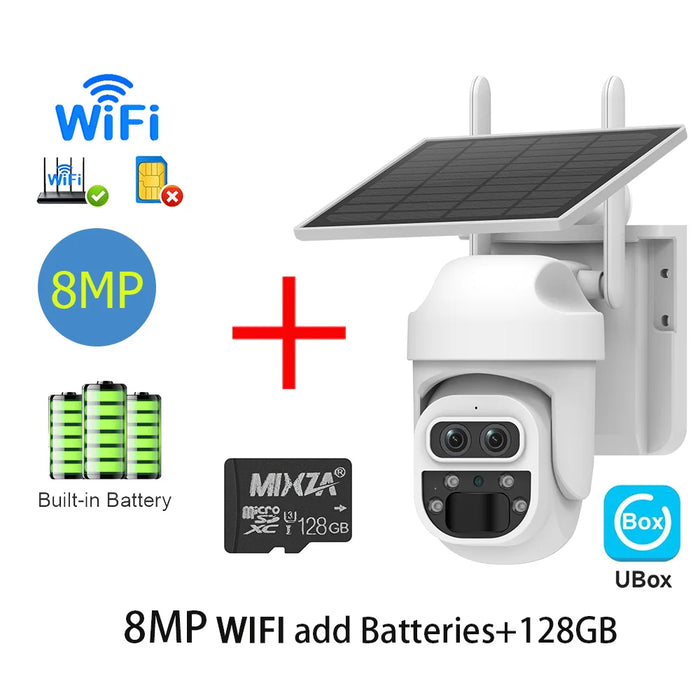 Solar Camera Security Cameras Wireless WIFI / 4G Solar Outdoor Camera 8MP 4K 12X Zoom SIM Human Detection Security Kamera