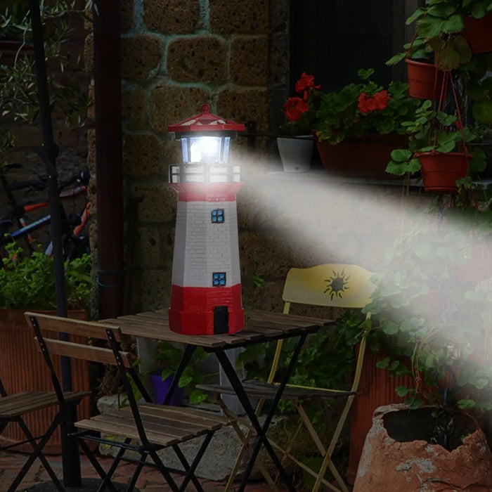 Solar Lighthouse with Rotating Lamp Garden Lights Outdoor Decorative LEDs Light for Path Yard Lawn Patio Drop shipping