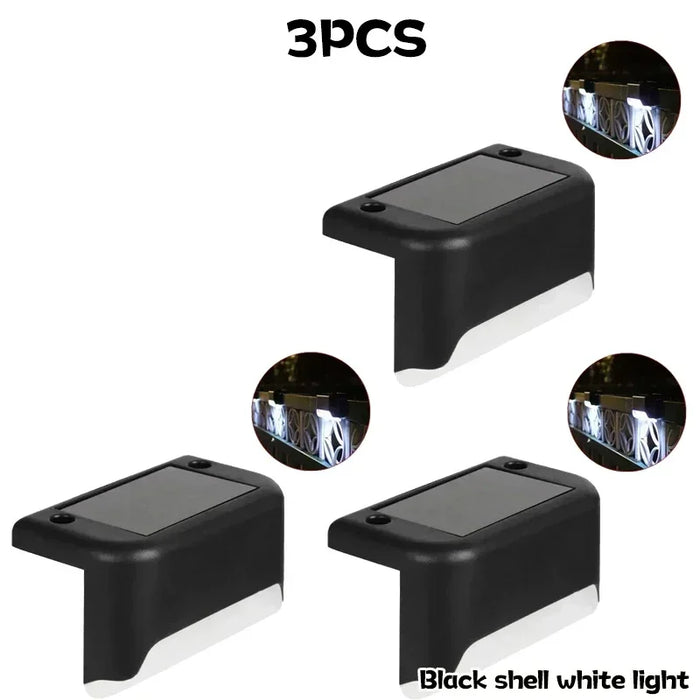 Solar Powered Step Lights Outdoor Courtyard Lights Fence Pole Lights Step Lights Decorative Landscape Lights Wall Fence Lights