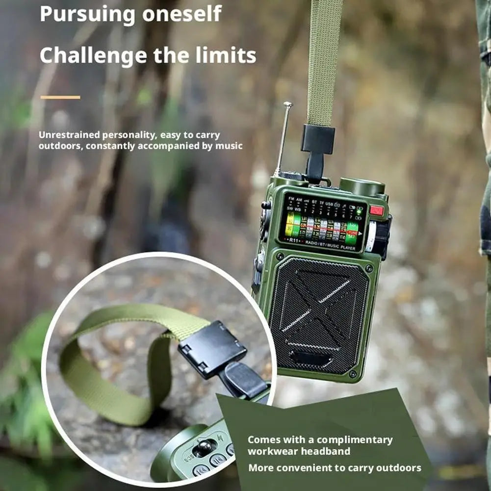 Portable Bluetooth Solar Radio USB Playback TF Card Solar Power Bank Hand-cranked Flashlight Full-band Radio Camping Accessories