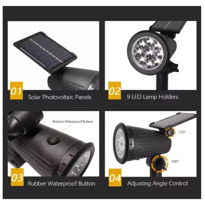 Solar Pathway Lights Outdoor Waterproof Bright Floodlight Garden Rgb Decora Light Led Landscape Spotlights For Yard Fenced