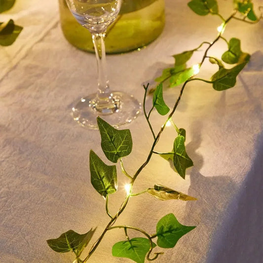 Solar String Light Artificial Leaf Flower Light Garland Decoration Outdoor Room Curtain Lamp for Wedding Party Garden