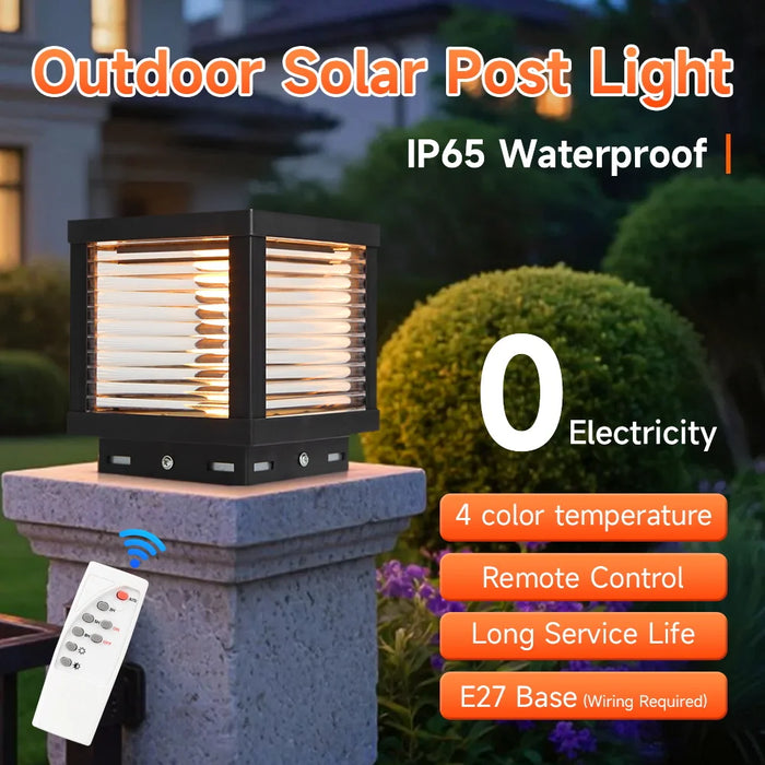 LED Solar Pillar Lights Replaceable Bulb Outdoor Solar Garden Lamps Connect Electricity Sunlight for Fence Pathway Outdoor Decor