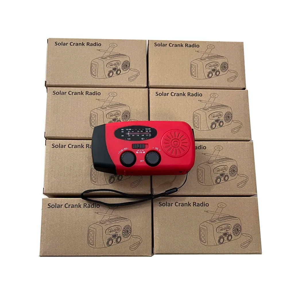 SOS Car Emergency Radio 2000mAh LED Light Large Capacity Hand Powered Solar Rechargeable Portable USB (FM/AM/NOAA) WB Radio