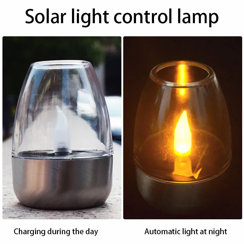 Solar Light Outdoor Terrace LED Steel Candle Light Lawn Deck Halloween Decoration Night Light Waterproof Garden Solar Light
