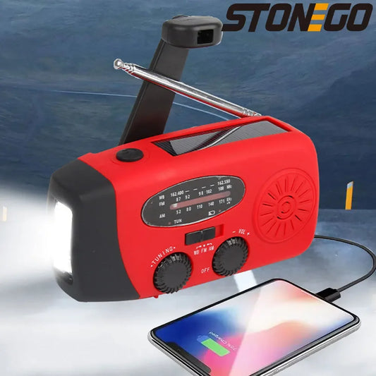 2000mA Outdoor Emergency Radio Portable Power Generation Radio Disaster Prevention Solar Hand Crank Radio AM/FM Radio