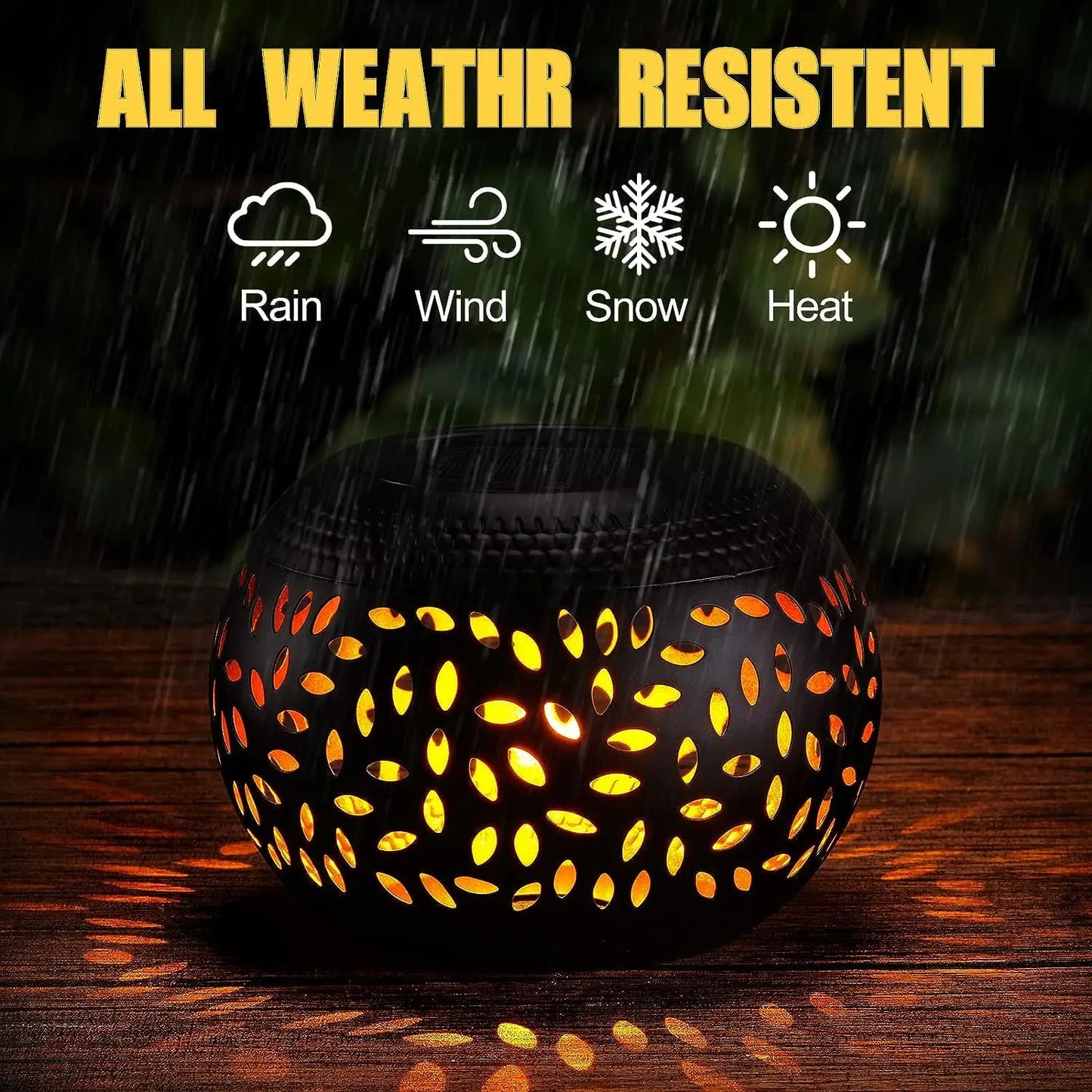 1pc Solar LED Garden Lantern - Elegant Metal Elliptical Lantern Solar, Waterproof with Shadow Projection for Outdoor Patio
