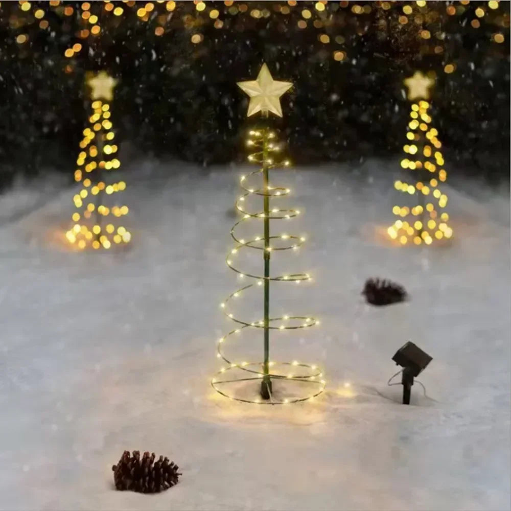LED Solar Christmas Lights Garden Lights Folded Christmas Tree Lamp Decorations Outdoor Solar Light Christmas Decoration