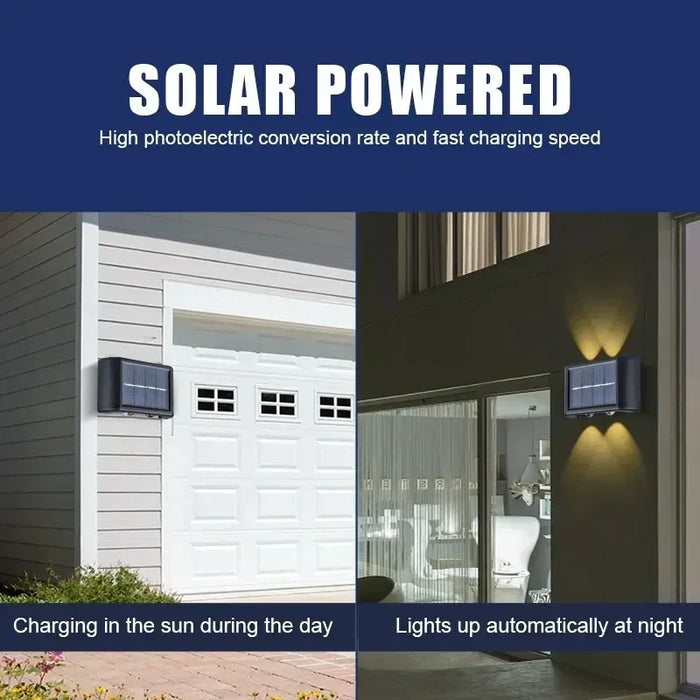 Solar Outdoor Wall Light 2-12 LED Waterproof Garden Light Balustrade Decorative Atmosphere Lamp Down Luminous Solar Lamp