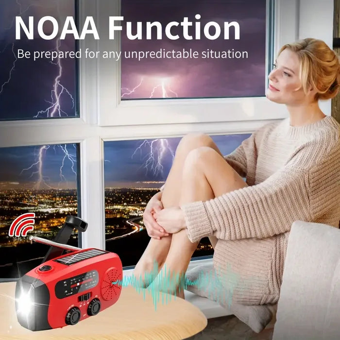 Emergency Radio Solar Powered Mobile Power Hand Crank AM/FM NOAA Portable Weather Radio USB Charging Solar with LED Flashlight