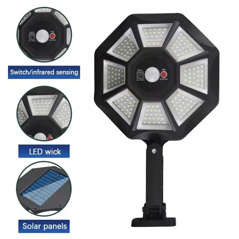 168LED/COB Solar Light with Motion Sensor Outdoor Street Lights 8 Light Powered Outdoor Light Motion Sensor for Yard Street Lamp