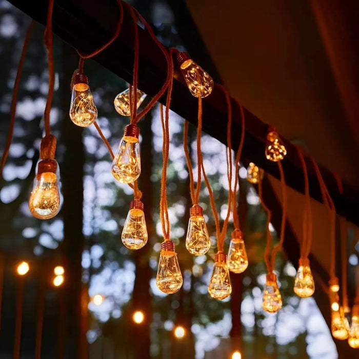 Solar Ball Lights 8M USB Charging 10 LEDs/Bulb 8 Modes Remote Control Waterproof Outdoor Decoration Warm White+RGB