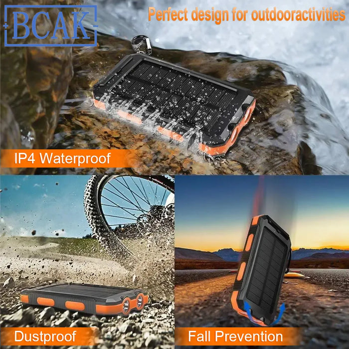 Hot New Style 200000mAh  Large Capacity Solar Power Bank New Portable With Lanyard Compass External Battery Outdoor Camping Char