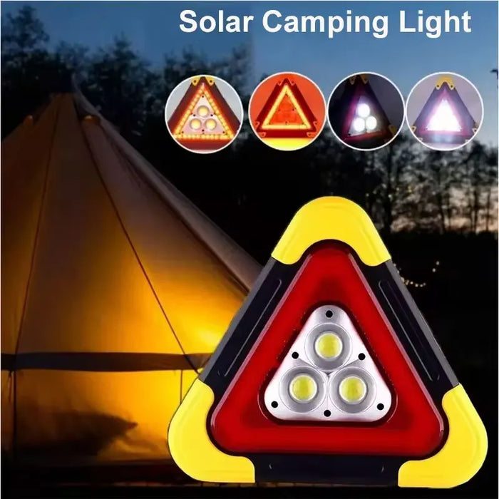 3 in 1 Solar Car Emergency Triangular Warning Light Safety Emergency Breakdown Alarm Lamp Portable Solar Light Camping Working