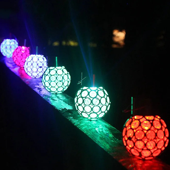 Outdoor Solar LED Hanging Lantern, Waterproof Hollow-Out Ball Lamp for Garden, Yard, and Patio Decoration