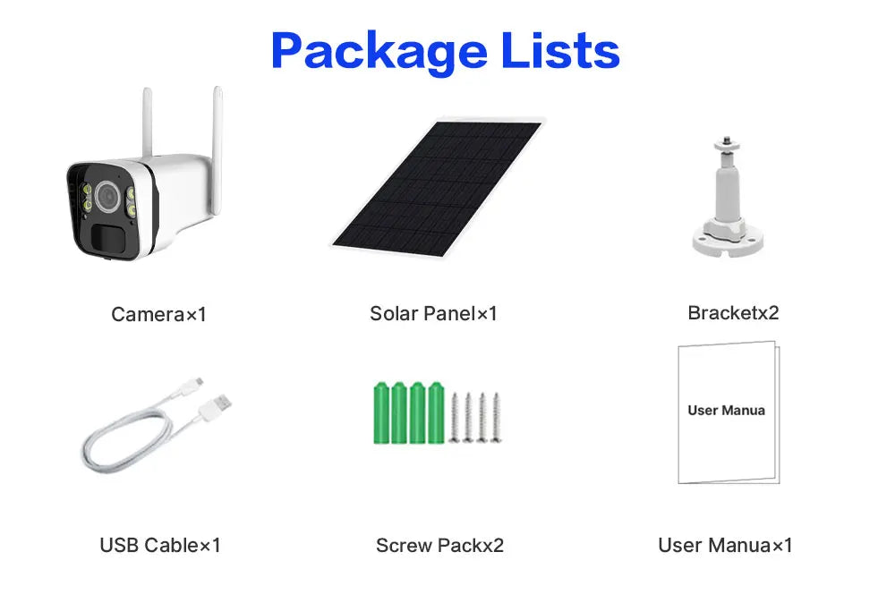 Solar Panel Camera Wifi outdoor HD 5MP 2K 9600mAh Rechargeable Battery PIR Human Detection Audio 100% wire-free Security Camera