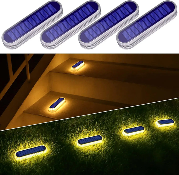 Solar Deck Lights 4 Pack Outdoor Step Lights Waterproof IP68 Led Solar Garden Lights for Railing Stairs Fence Yard Patio Pathway