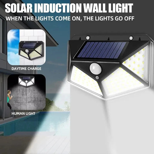 100LED Solar Lamp Wall Light Outdoor Lampwaterproof Motion Sensor Solar Indugtion for Garden Railing Yard Decorative Lamp