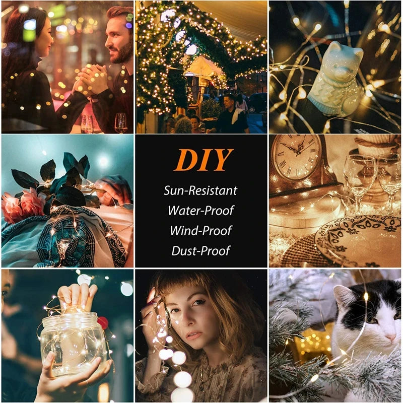 Solar String Fairy Light Ultra Long Outdoor Festoon LED Copper Waterproof Christmas Garland Decoration Garden Solar Lamp Decor