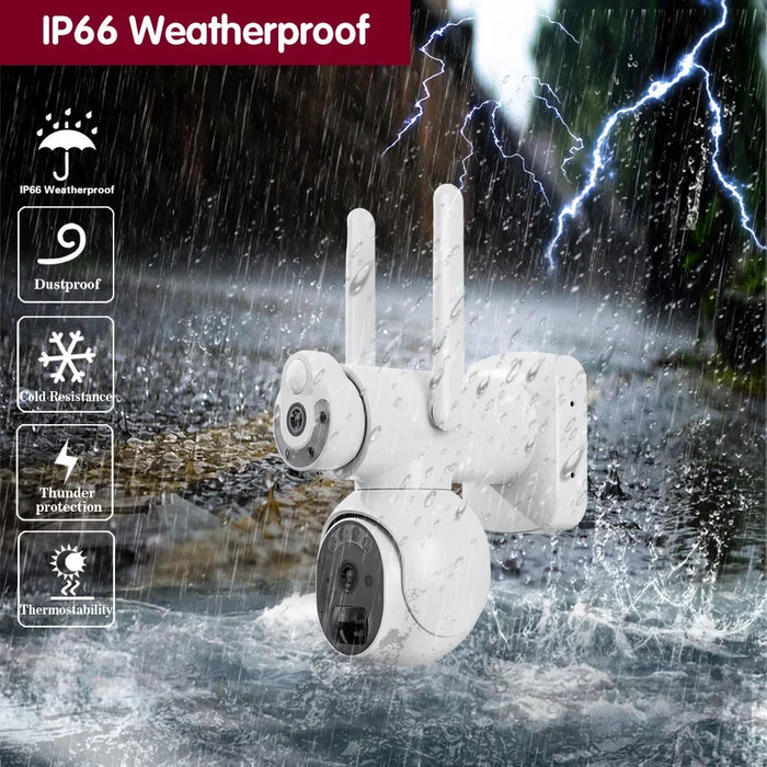Solar Wireless PTZ Security Camera Auto Traking Outdoor 4K HD Wifi Battery CCTV Video Surveillance Camera Color Night Vision 8MP