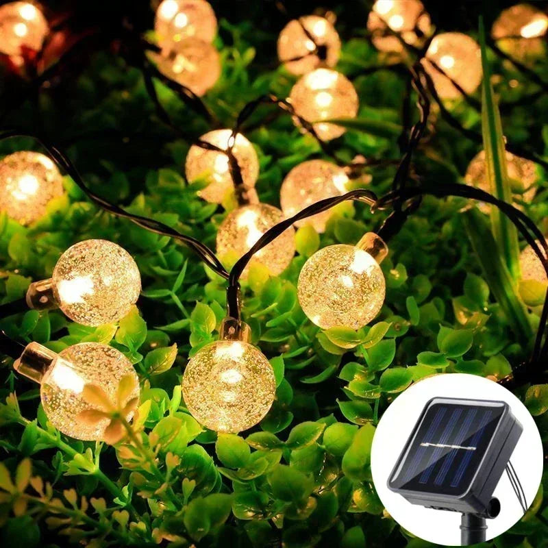 Solar Light String Festoon LED Bubble Ball Outdoor Fairy Solar Garland Lamp Wedding Party Holiday Balcony Christmas Decoration