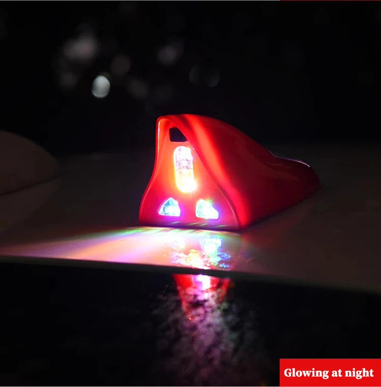 Solar anti rear end collision flashing light LED warning light Car shark fin antenna modified General Motors decorative light