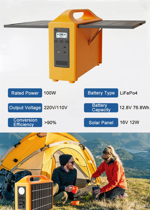 jsdsolar Portable Power Station 100W Solar Generator output AC 220V 110V LiFePO4 Power Bank UPS Power Plant For Outdoor Camping