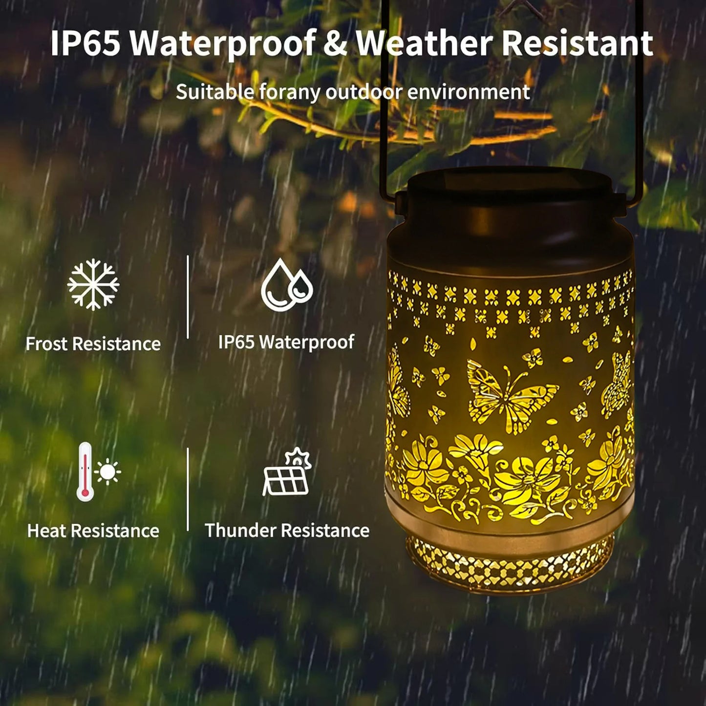 Butterfly Solar Lanterns Outdoor Waterproof Hanging LED Solar Lights Garden Decor for Outside Decoration Patio Yard Lawn Porch