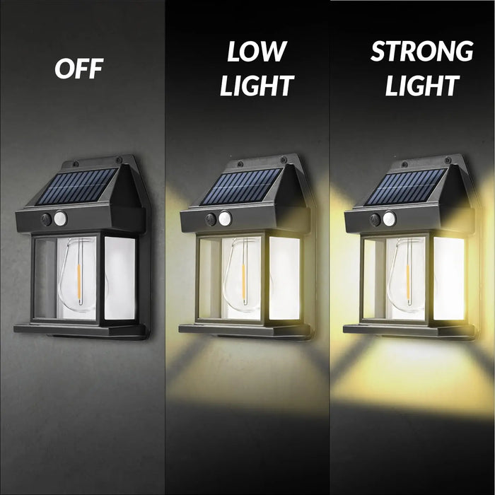Solar Wall Lights Outdoor Tungsten Waterproof Wireless Motion Sensor Security Lamps Dusk to Dawn Lighting for Garden 1PCS NEW