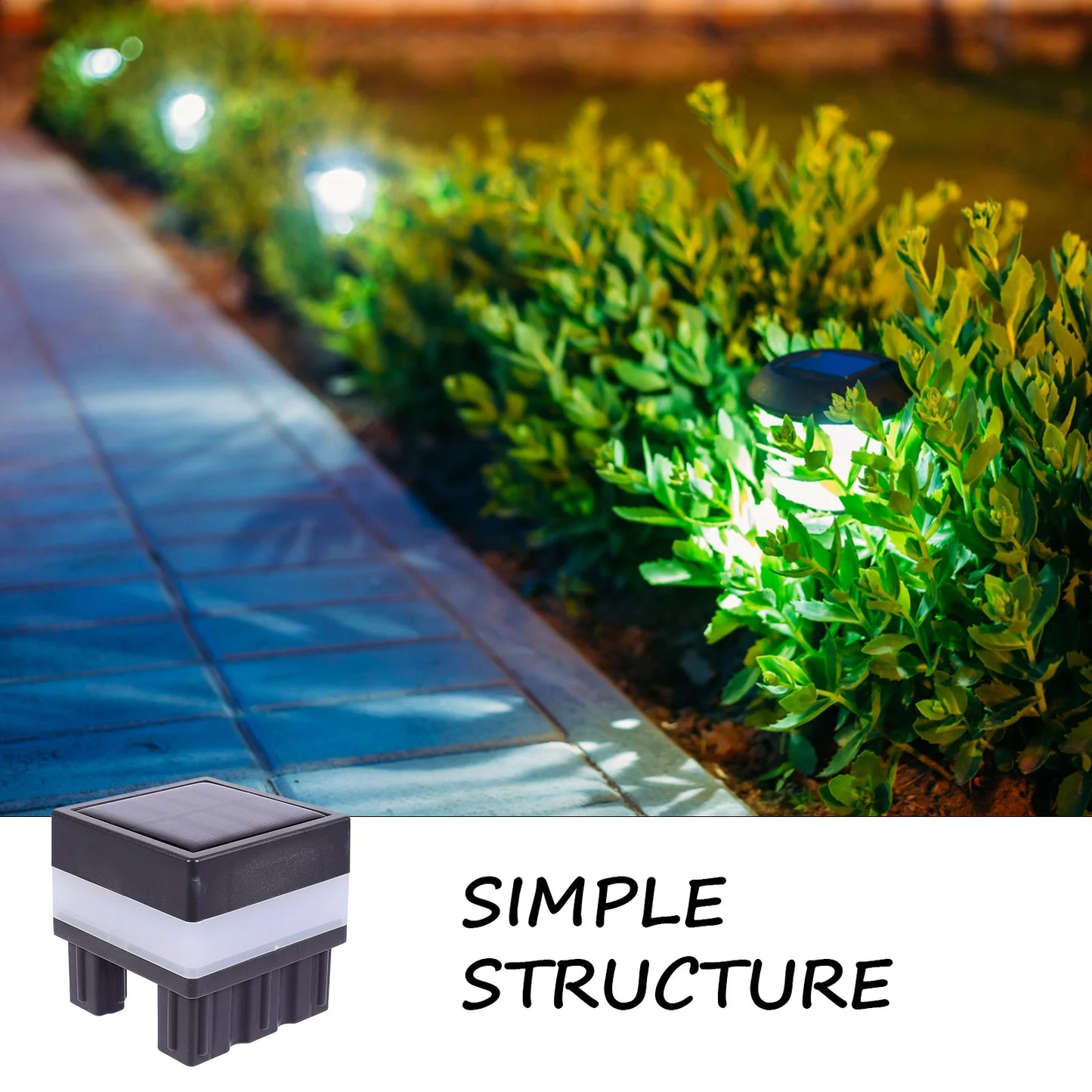 Solar Post Lamp Solar Energy Light Outdoor Waterproof Fence Lighting Pillar Garden Decoration Durable Safe Easy Installation