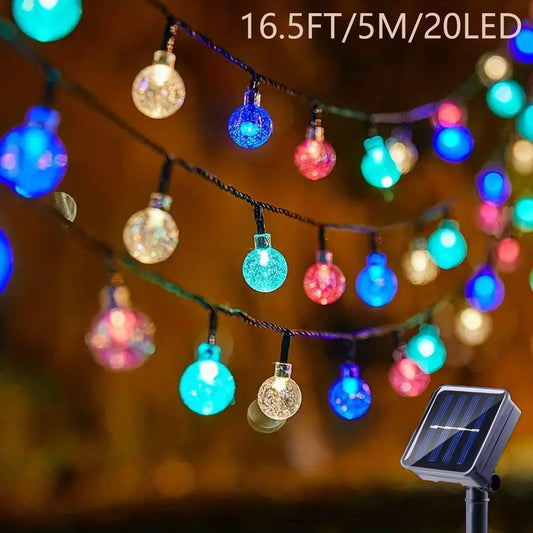 LED Solar Light String Outdoor Waterproof Christmas Decoration 200led Crystal Ball Camping Fairy Garland Garden Party Lamp