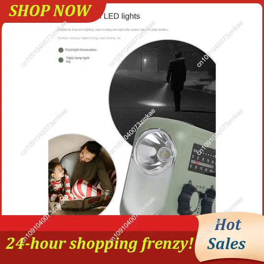 Solar & Hand Crank Power, LED Flashlight, SOS Alarm For Outdoor Emergencies
