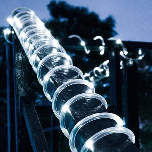Solar Outdoor Fairy Lights LED Festoon Tube Rope String Light Summer Garden Fence Wedding Party Balcony Decoration Solar Garland