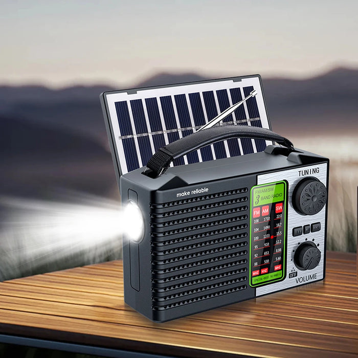 Solar Radio with Flashlight & BT Speaker Full Band Radio Emergency Radio for Outdoor Camping and Emergency