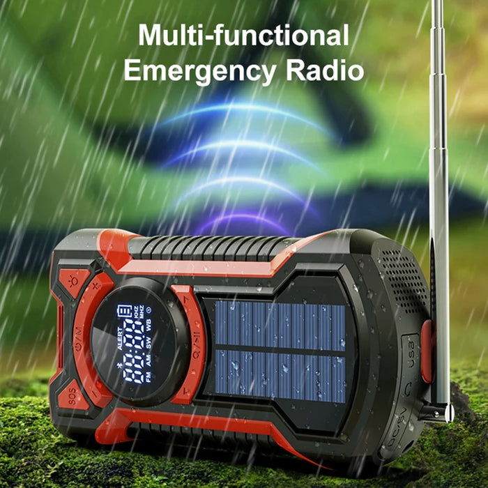 Hand Crank Portable AM/FM/NOAA Solar Radio Weather Radio Emergency Radio With LED Flashlight Bluetooth 5.0 Speaker-C