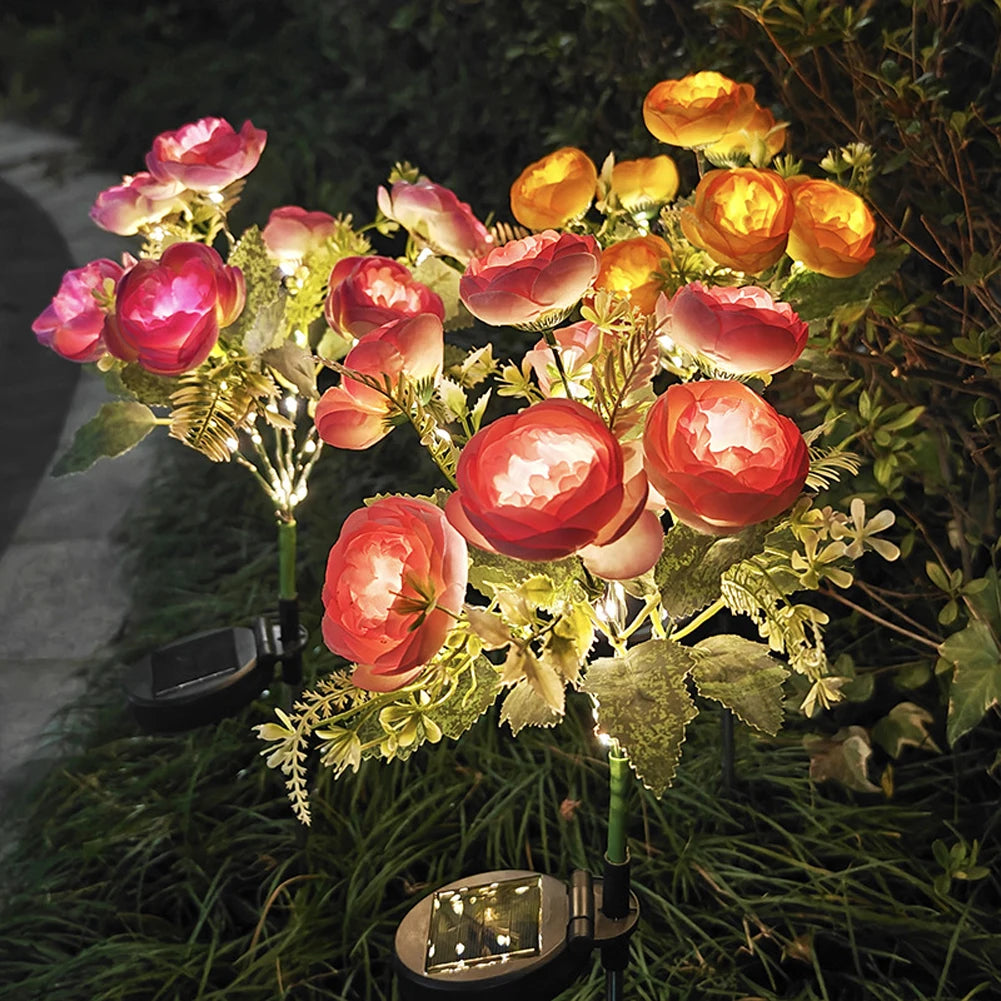 Solar Flower Light Camellia Buds Garden Flower Lights Outdoor Landscape Lighting for Home Yard Patio Path Lawn Decorative Lamp